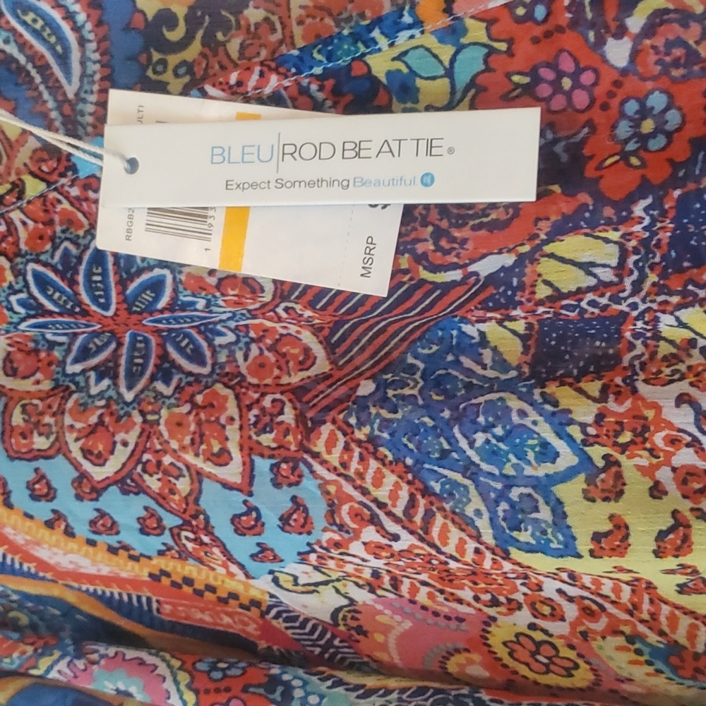 BLEU ROD BEATTIE Groovy Baby Hippie Vibe Colorful Swim Caftan Coverup  Small NWT - Picture 5 of 7